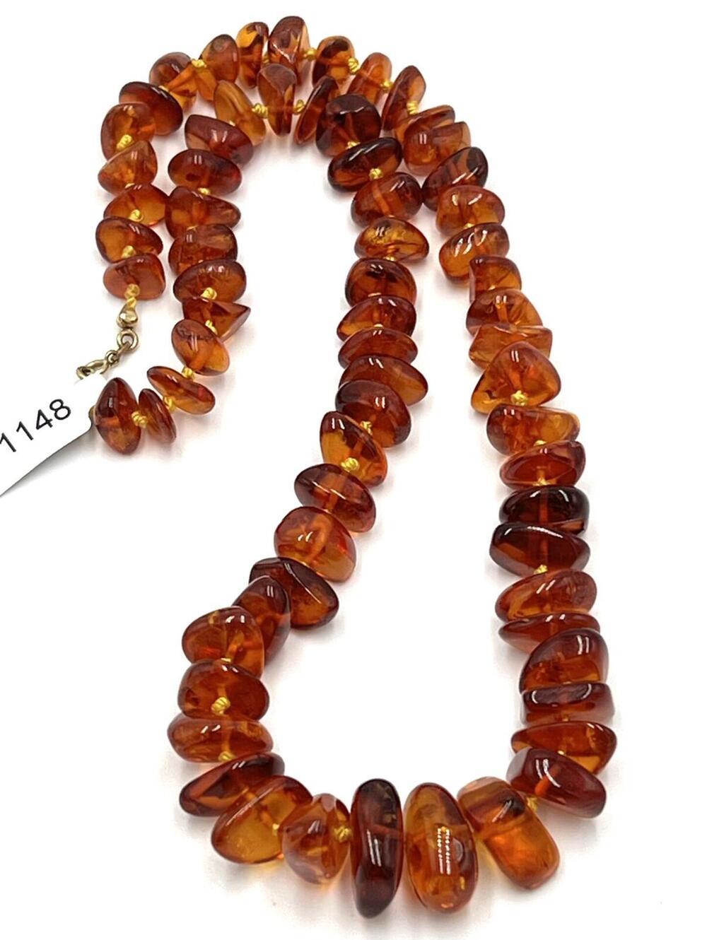 Vintage Baltic Amber Graduated Necklace 585/14K Gold Clasp